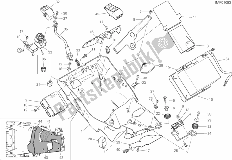 All parts for the Battery Holder of the Ducati Multistrada 1260 ABS 2020